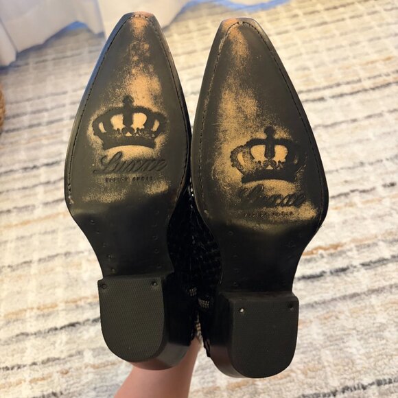 Black "Munich" Python Skin Zip Boots - Picture 5 of 6